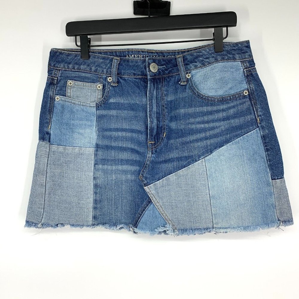 American Eagle Outfitters Patchwork Denim Mini Skirt - Blue